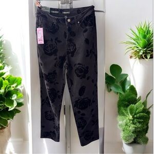 Wild Fable New w/ Tags! High-Rise Straight Black Jeans w/ Brushed Floral Size 4